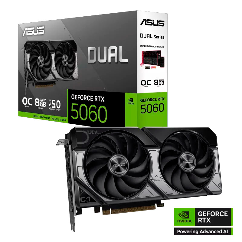 Placa de Video ASUS GeForce Dual RTX 5060 O8GB EVO