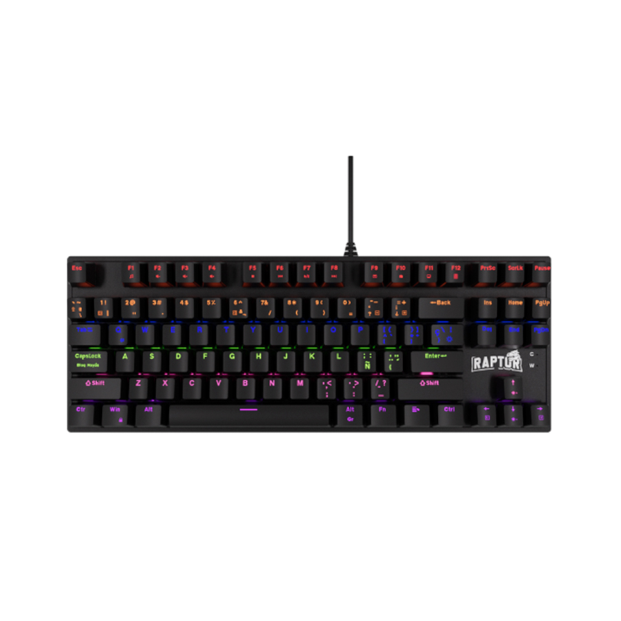 Teclado Mecánico Raptor Fireclaw M87 Retroiluminado Switch Red Outemu White
