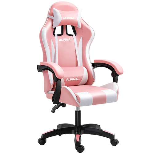 Silla Ergonómica Giratoria Reclinable Alpina FT-088 Rosa/Blanco